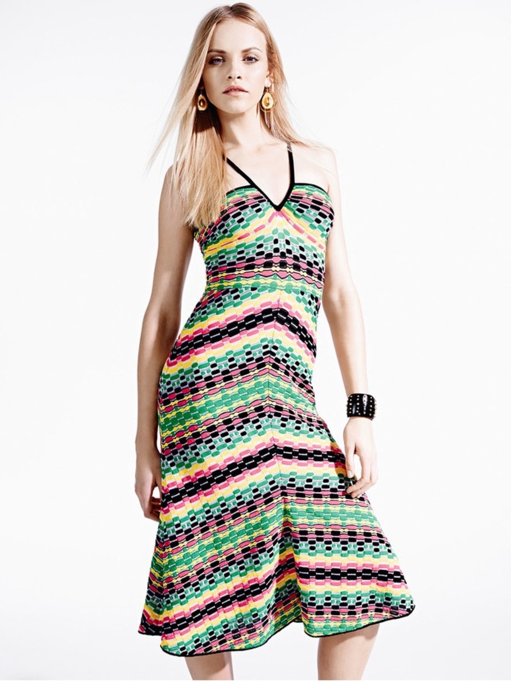 Missoni Multicolor Striped Halter Knit Dress 36 Lined